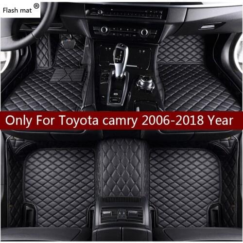 Flash mat leather car floor mats for Toyota Camry 2006-2014 2015 2016 2017 2018 Custom auto foot Pads automobile carpet cover