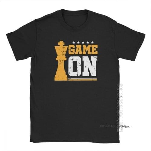 Cool Chess Game On T-Shirt Men 100% Cotton T-Shirts King Queen Horse Fan Player Dad 60s Board Game Short Sleeve Tees Summer