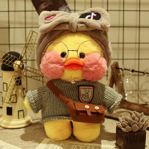 30CM Hot LaLafanfan Kawaii Cafe Mimi Yellow Duck Plush Toy Cute Stuffed Doll Soft Animal Dolls Kids Toys Birthday Gift For Girl