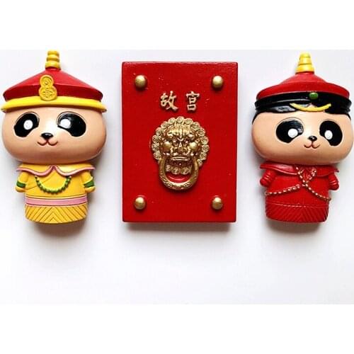New Hand-painted Chinese style cute cartoon Panda 3D Fridge Magnet Travel Souvenir Refrigerator Magnetic Stickers Gift