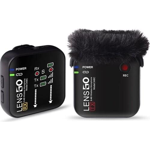Lensgo 348C Mini Lavalier Microphone WirelessMic 2.4G Mic Interview for Camera DSLR Smartphone Recording with Charging Case