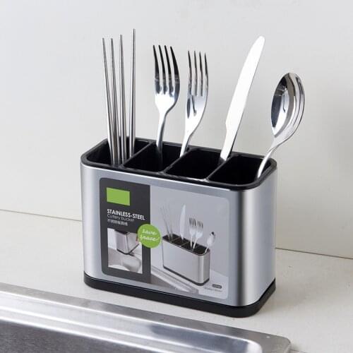 Stainless Steel Chopsticks Holder Multi-function Spoon Fork Knief Drain Rack Large Capacity Cutlery Organizer Shelf For Kitchen