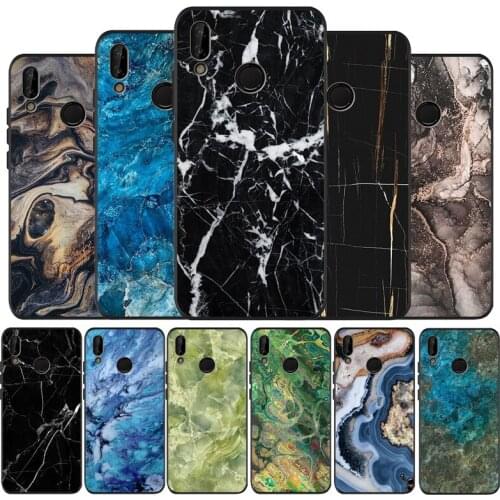 Fashion Marble Black Silicone Soft Phone Case For Huawei 40 30 20 10 9 Lite Pro P smart 2019 Y6 Y6 Prime2019 Y9 2018