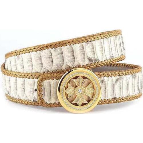 Hexiaofengdedain men snake skin belt male python leather belt men belt white balck snake skin