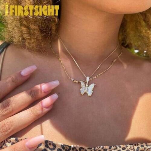 Micro Paved Cubic Zircon Butterfly Pendant Necklaces Gold Silver Color cz Butterfly Choker Women Jewelry Valentines Day Gift