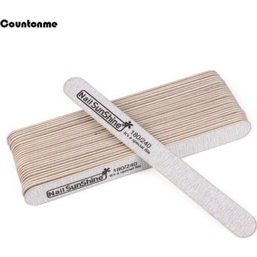 10Pcs /Lot Straight Wood Nail Art File Sandpaper 180/240 Grit Thick Stick Emery Board Sanding Buffer For Manicure Salon Files