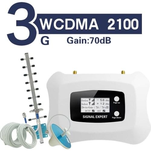 Full Intelligent 3G Mobile Signal Booster 2100mhz WCDMA Repeater 3G Cellular Signal Booster Band 1 3G Amplifier LCD Display kit