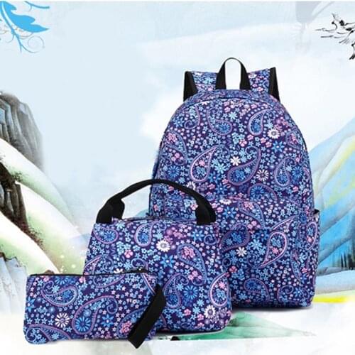 New 3pcs/Set Student Backpack Waterproof Oxford Cloth Children School Bag High Capacity Girls Shoulder Bags Print Backpack 2021