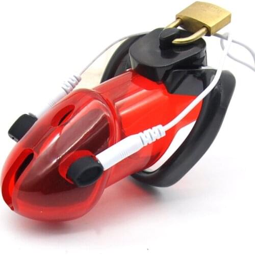 Adult Sex Game Play Electro Lockdown Estim Male Locking Chastity Cage Electro Shock Cock Cage Penis Rings Sex Toys for Men