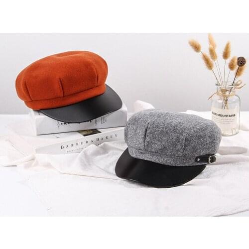 New Auutmn Winter Hats For Women Solid Plain Octagonal Newsboy Cap Ladies Retro Fashion Hat Winter Beret Women Solid Color Cap