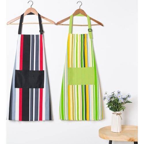 Unisex Greaseproof Adjustable Neck Strap Printing Household Apron with Pockets