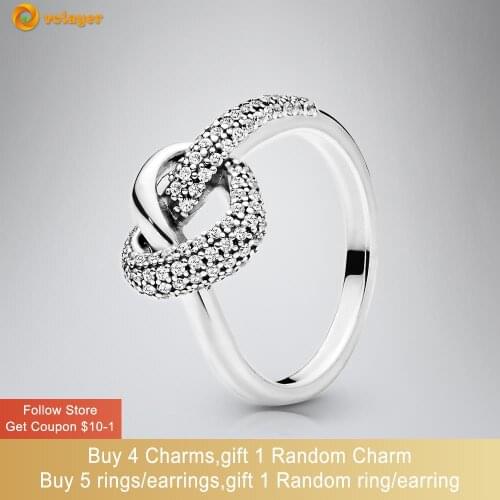 Volayer 925 Sterling Silver Rings Knotted Heart Rings Original 925 Silver Womens Rings Engagement Rings Women Jewelry