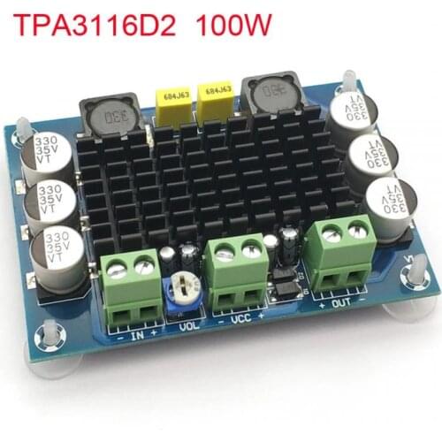 XH-M542 Mono 100W Digital Power Amplifier Board TPA3116D2 12-26V Audio Amplifier TPA3116D2 Board Speaker Accessories