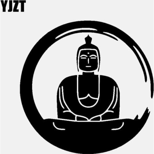 YJZT 13.4CM*13.4CM Cartoon Buddha Vinyl Decal Car Sticker Buddhism Black/Silver C3-1495