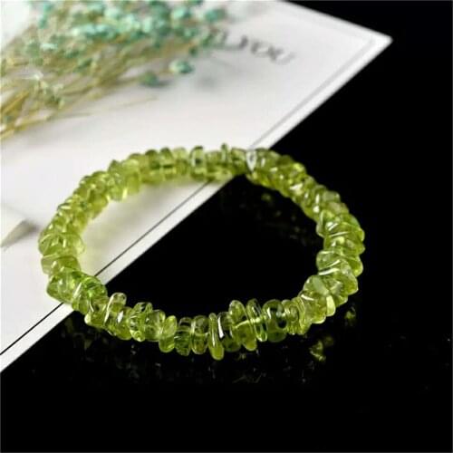 Genuine Green Natural Peridot Bracelets For Women Female 8mm Irregular Crystal Bead Natural Olivine Bracelet