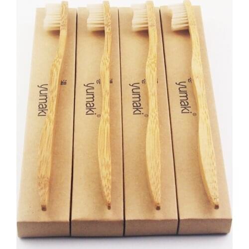 24 Pieces Painted Bamboo Made Toothbrush Wood toothbrush Novelty Bamboo soft-bristle Capitellum Bamboo Fibre Wooden Handle