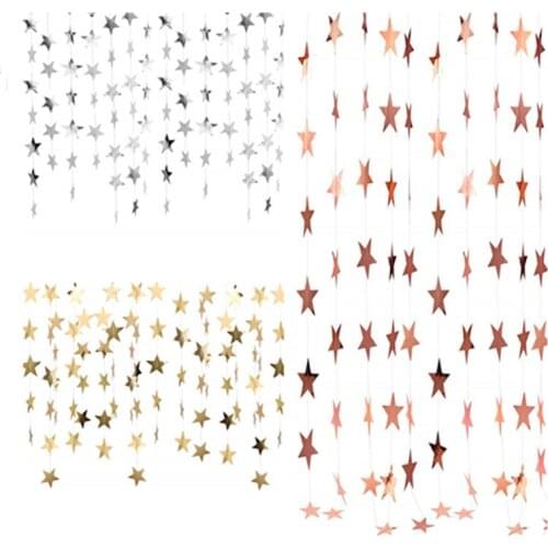 Star Banner Garland Decorations Stars Paper Birthday Party Banner 4M Twinkle Hanging Bunting Banner Gold Glitter Sparkling Star