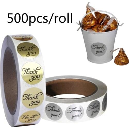 1 inch Thank You Seal Label Paper Gold Round Handmade Sticker DIY With Adhesive Tape Sticker