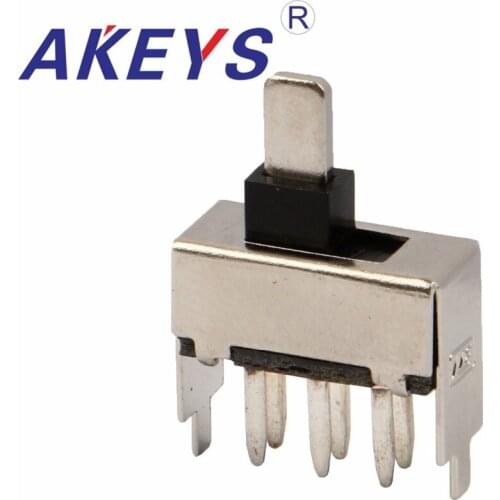 10PCS SS-22F16 2P2T-G10 Double pole double throw 2 position Iron handle slide switch 6 solder lug pin verticle type