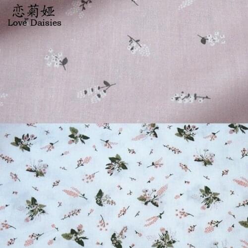 100% cotton Japanese style white pink small floral twill cloth DIY for kid bedding clothes dress patchwork craft quilting fabric