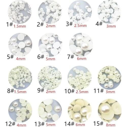 1000pcs/pack Japan Korea 3D Nail Art Decorations Kawaii Half Circle Pearl Nail Accessories Nail Parts DIY Nail Tools Supplies