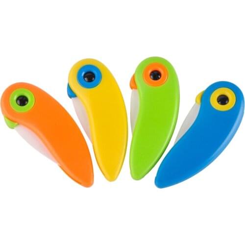 4pcs/lot Fashion Cute Bird Shape Ceramic Kitchen Pocket Knife Kitchenware Tools For Cut Fruit Sharp Gift Mini Knives