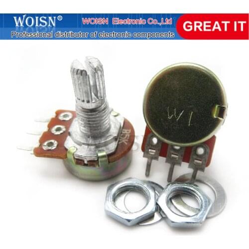 5PCS 5K ohm WH148 B5K 3pin Potentiometer 15mm Shaft With Nuts And Washers Hot In Stock