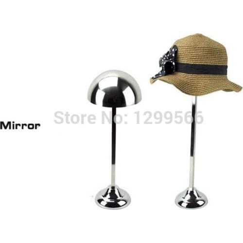 5pcs Free shipping High quality mirror Stainless Steel Hat display stand cap showing stand Metal Hat Display holder rack J-34