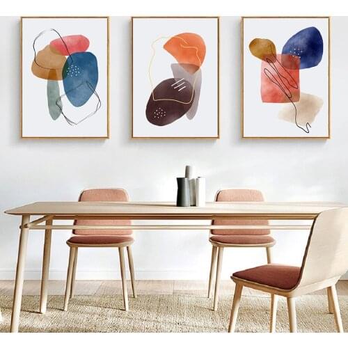 Abstract Shapes And Organic Wall Art Minimalist Poster Canvas Prints Moder Painting Living Room Interior Decoration