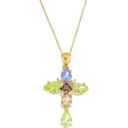 CANNER Real 925 Sterling Silver Necklace Cross Colored Zircon Necklace For Women 2020 Jewelry Chain Choker Bijoux Collar