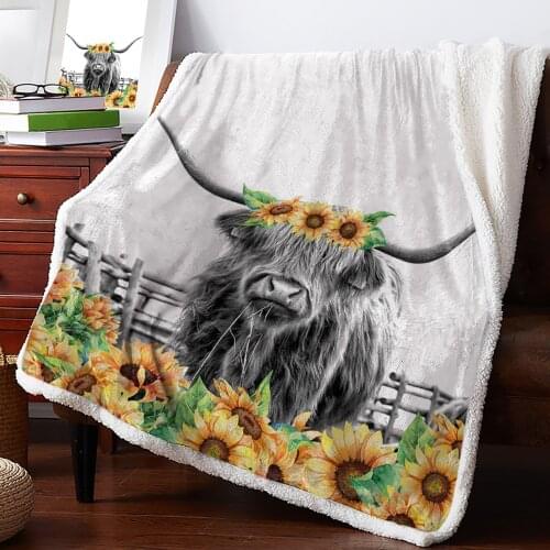 Sunflower Black And White Yak Throw Blanket Soft Fleece Blankets Winter Blanket Portable Picnic Blankets Bedclothes
