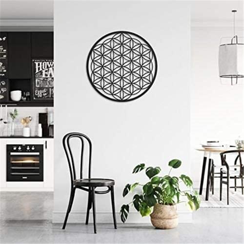 Flower of Life Black Acrylic Sign Wall Silhouette Wood Wall Decor Home Office Decoration Bedroom Living Room Hanging Wall Sign