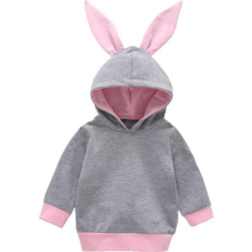 Kids Ears Hooded Pullover Baby Long Sleeve Cute Rabbit Easter Cosplay Party Tops Costume Hoodie Sweatshirt for Little Girl Boy