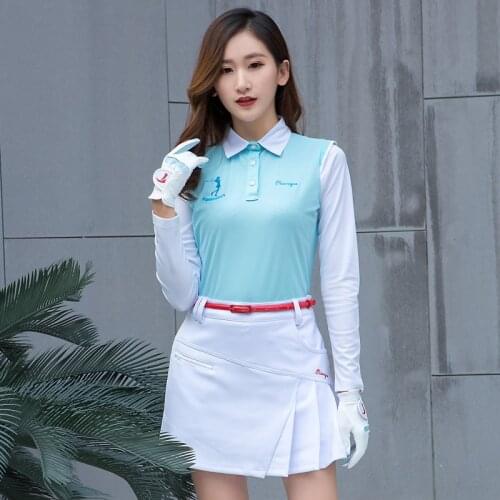 Breathable Golf Shirt Women Autumn Long-Sleeve Shirt Lady Turn Down Collar Sports Shirt Cotton Golf Apparel D0698