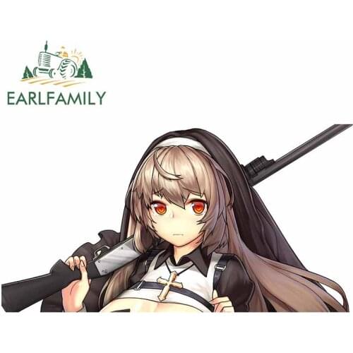 EARLFAMILY 13cm x 6.8cm For Anime Girl Gun Creative Car Sticker Windows Decal DIY Vinyl Material Sticker Car Door Protector