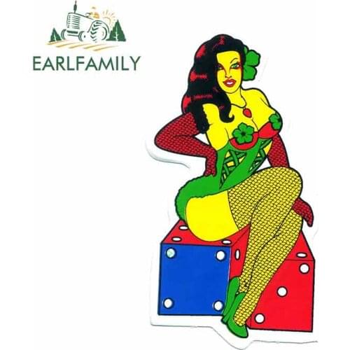 EARLFAMILY 13cm x 8.9cm For Sexy Retro Girl Pin Up Motorcycle Stickers Vinyl Car Sticker Fashion DIY Waterproof Decoration
