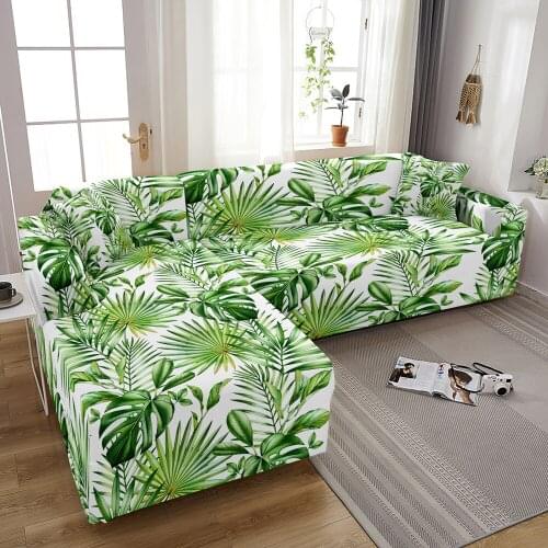 Elastic Sofa Covers for Living Room Tropical Stretch Slipcovers Sectional Couch Cover L Shape Corner Sofa Cover 1/2/3/4 Seater