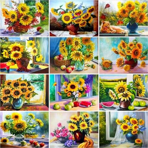 Evershine Diamond Painting Sunflower 5D DIY Diamond Embroidery Flower Mosaic Vase Rhinestone Picture New Arrival Home Decoration