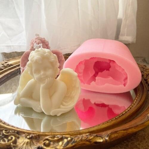 DIY Candle Mold 3D Little Angel Candle Homemade Decoration Baby Plaster Cake Silicone Mould