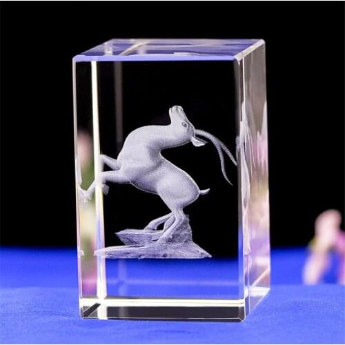 Crystal Home Decor Ornaments 3D Laser Engraved Crystal Glass Decoration 3 Forms Antelope Festival Wedding Gifts