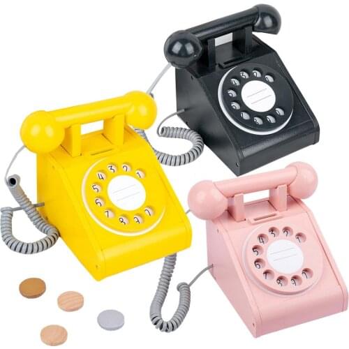 Simulation Play House Telephone Retro Rotary Dial Telephone Toy With Four Simulation Coins