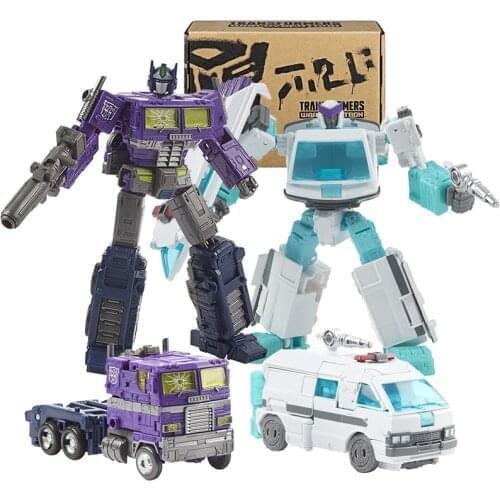 Transformers Generaties Selecteren Oorlog Voor Cybertron Shattered Glass Wfc-Gs17 Optimus Prime En Ratchet Action Robot Toys