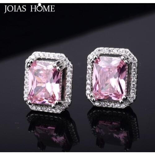 JoiasHome classic 925 sterling silver bridal jewelry sets for charm lady pink topal gemstones women wedding party wholesale gift