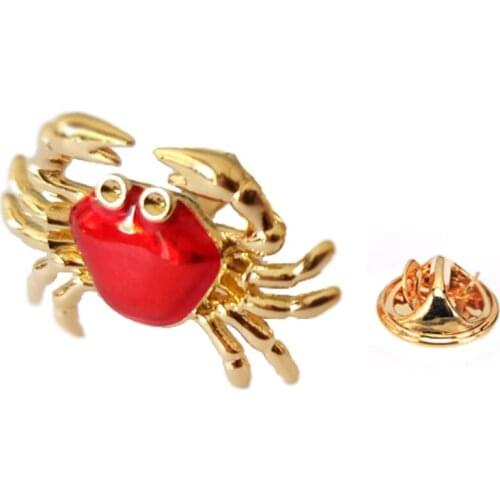 Red Enamel Crab Brooches for Women Animal Party Casual Brooch Pins Clothing Accessories Jewellery Gifts