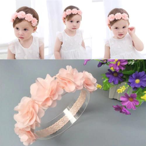 Hot fashion Newborn Toddler Pink Lace Flower Headband Baby Hair Band Girls Kids Accessories Headwear Head Band baby turban
