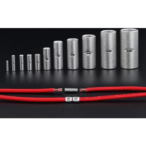 Copper tinned wire connecting tube cold pressed bare terminal middle butt copper tube long form 0.2-35 square