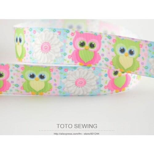 Min order is 5$ (mixed order) cute owl designs accessories 7/8" 22mm printed grosgrain ribbons DIY decoration TOTO SEWING