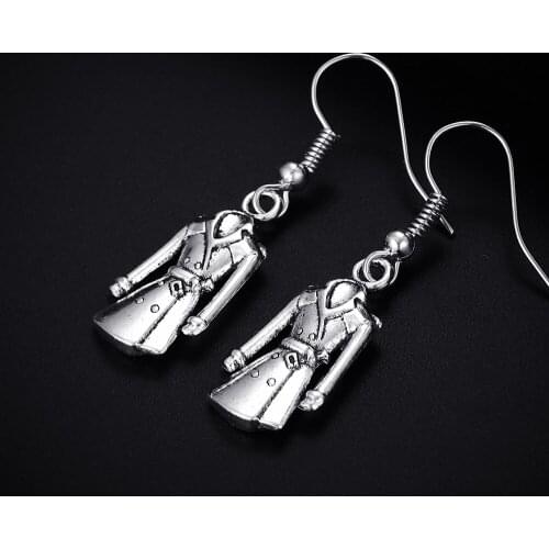 Trendy Vintage Overcoat Shape Dangle Antique Silver Plated Earrings for Women Girl Retro Drop Earrings Cute Earring Jewelry