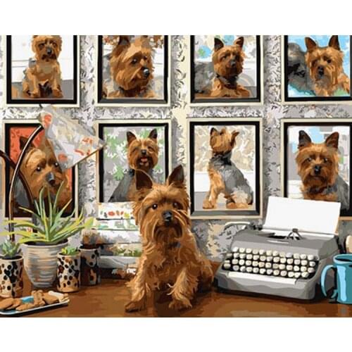 Frameless diy paintings by numbers paint by number for home decor PBN for living room 4050 dog home