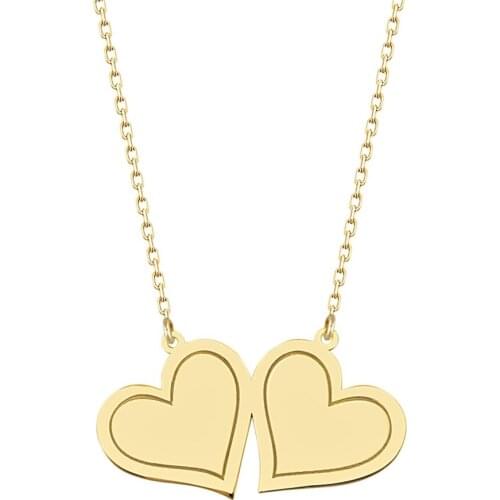 Personalized Name Post Silver 2 Heart Pendant DN247